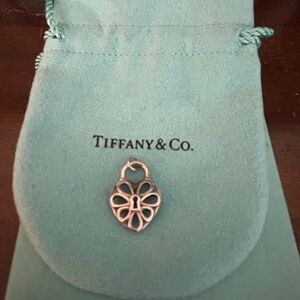 Tiffany & Co Sterling Silver Filigree Heart Lock Pendant charm